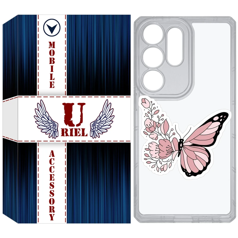 کاور یوریل مدل Clear کد 98 طرح پروانه مناسب برای گوشی موبایل سامسونگ Galaxy S25 Ultra