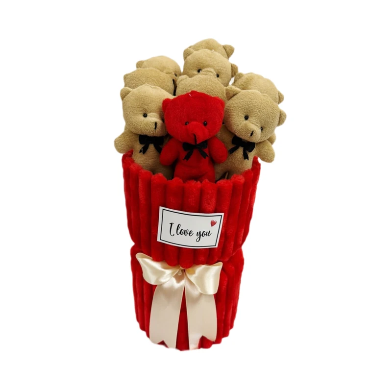 ست هدیه عروسک مدل دسته گل عروسکی ارتفاع 35 سانتی متر