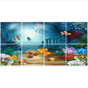  تایل سقفی طرح جلبک و ماهی ها کد  K 1270-8 سایز 60x60 سانتی متر مجموعه 8عددی
