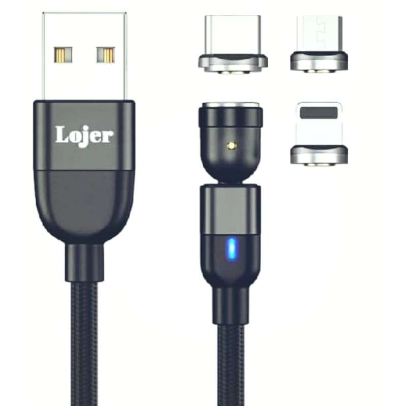 کابل تبدیل USB به لایتنینگ/ USB-C/ MicroUSB لوژر مدل LO1122 طول 1 متر