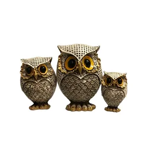 مجسمه دنیا دکوری سرمد مدل جغد خانواده مجموعه 3 عددی