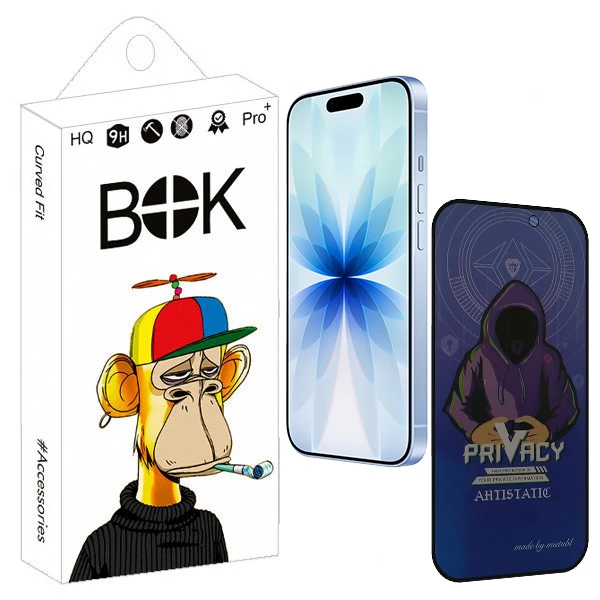 محافظ صفحه نمایش حریم شخصی بوک مدل Antistatic Clear مناسب برای گوشی موبایل اپل IPHONE 17 Pro 