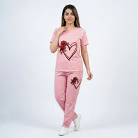 ست تی‌شرت آستین کوتاه و شلوار راحتی زنانه مدل OMGHLBP