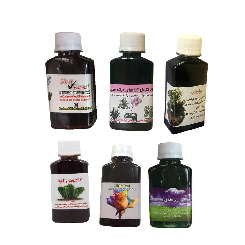 کود مایع ارکیده و گلدهی و کاکتوس و برگ سبز و ریز مغذی مدل 1001 حجم 120 میلی لیتر بسته 6 عددی