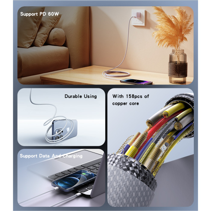 کابل  USB-C یسیدو  مدل CA163 طول 1.2 متر