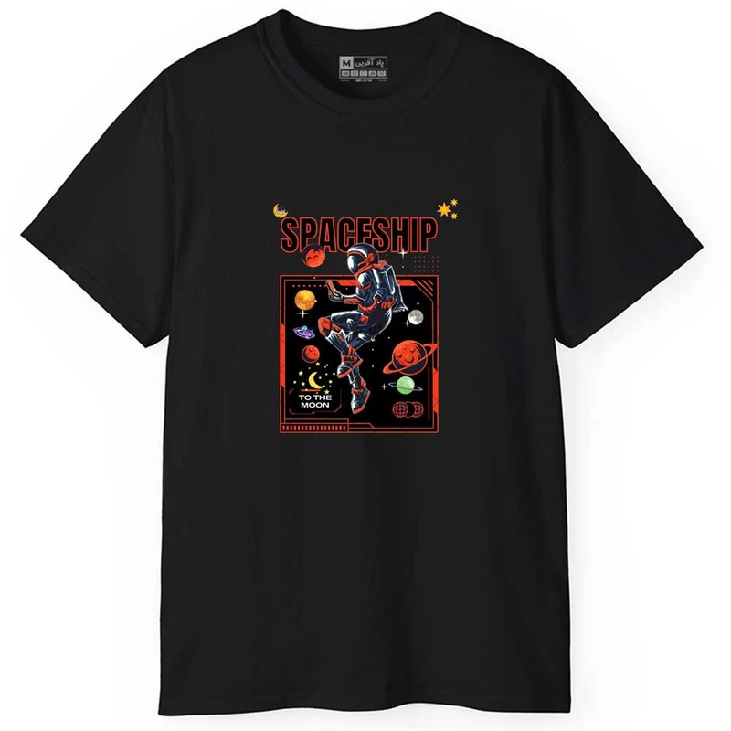 تی شرت آستین کوتاه مردانه پاد آفرین مدل متن دار فضانورد کد 0704