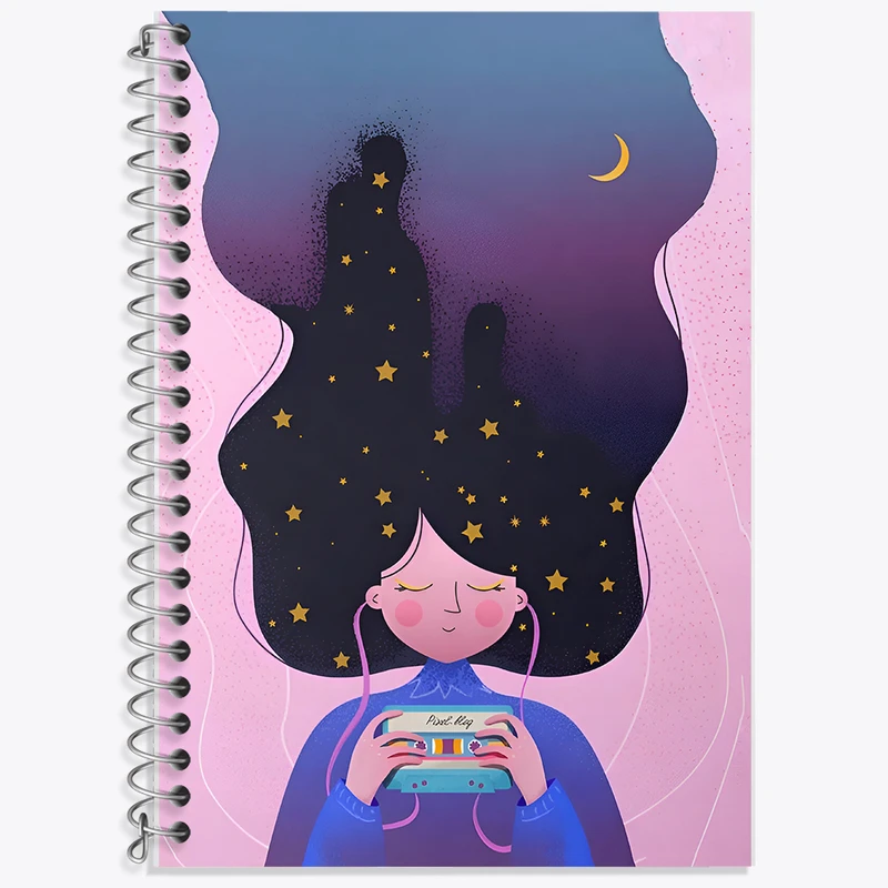 دفتر زبان 50 برگ خندالو مدل سه خط طرح دخترانه کد N3779