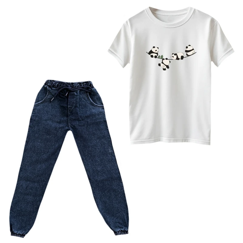 ست تی‌شرت و شلوار پسرانه مدل پاندا ها روی بند