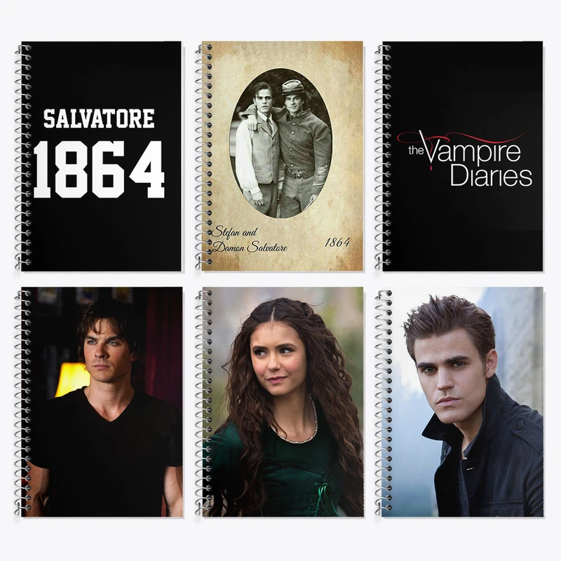 دفتر زبان 50 برگ خندالو مدل دو خط طرح خاطرات خون آشام (The Vampire Diaries) کد 714 مجموعه 6 عددی