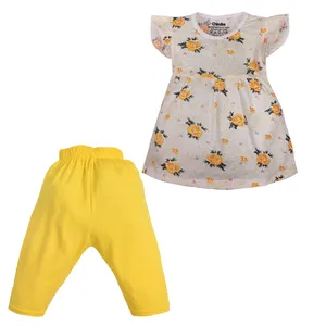 ست تی شرت و شلوارک دخترانه چیندکا مدل آستین فرشته کد 222