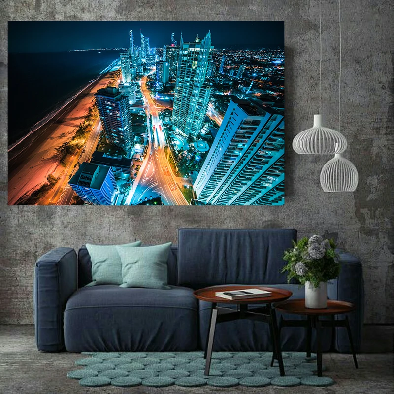 پوستر پارچه ای طرح نمای شهر مدل شب استرالیا کد AR20480