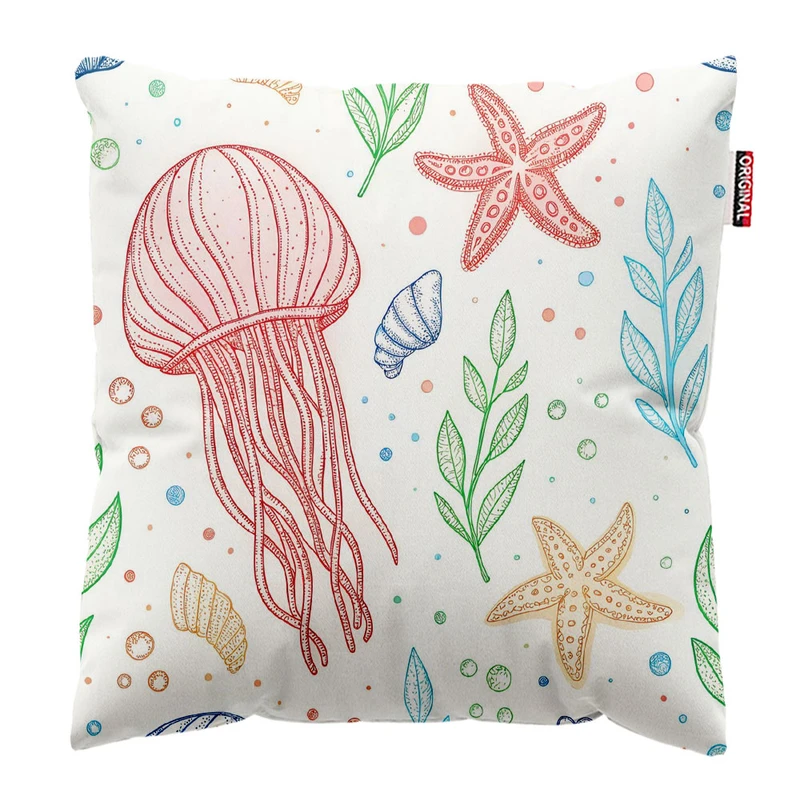  کوسن پاد آفرین طرح عروس دریایی کد 1377 سایز 30*30 سانتی متر