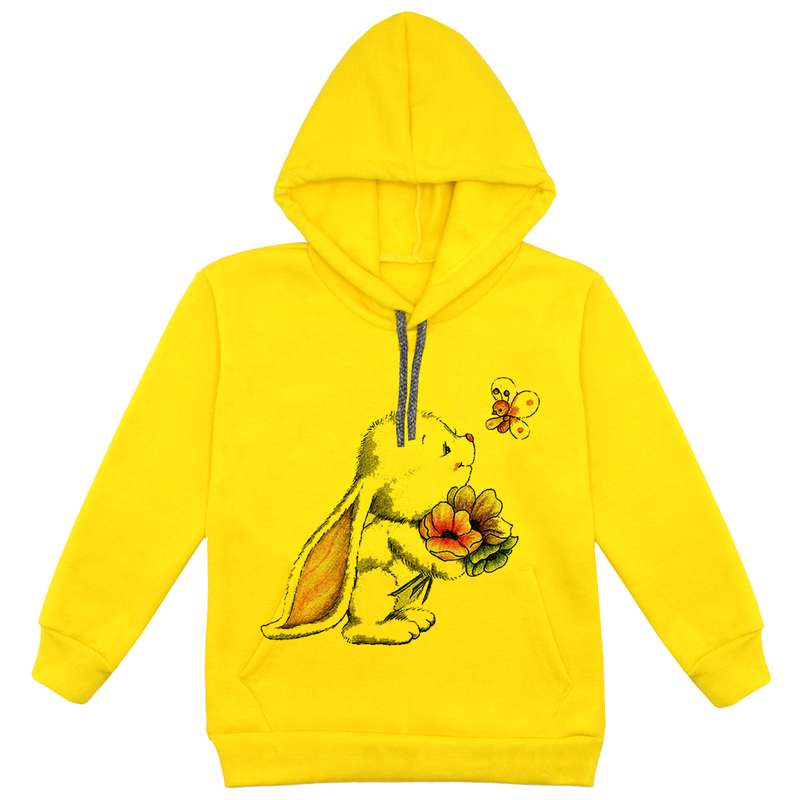 هودی دخترانه مدل خرگوش F70 رنگ زرد