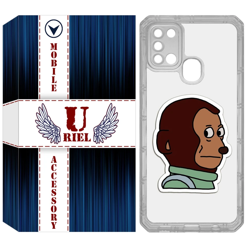 کاور یوریل قاب مدل Clear کد 88 طرح میمون مناسب برای گوشی موبایل سامسونگ Galaxy A21S