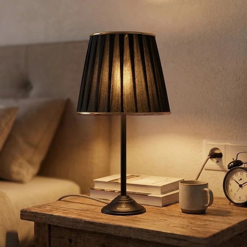 آباژور رومیزی نورهام مدل NHM-BLACKSILVERY-15
