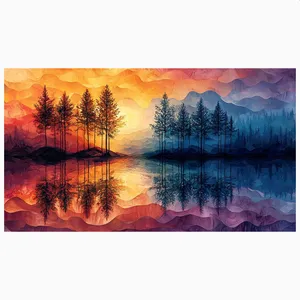 فرش پارچه‌ای مدل فرشینه طرح غروب خورشید کد AR3059078