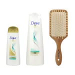 شامپو مو داو مدل Daily Moisture حجم 400 میلی لیتر به همراه نرم کننده داو مدل  Daily Moisture حجم 200 میلی لیتر به همراه برس چوبی هدیه