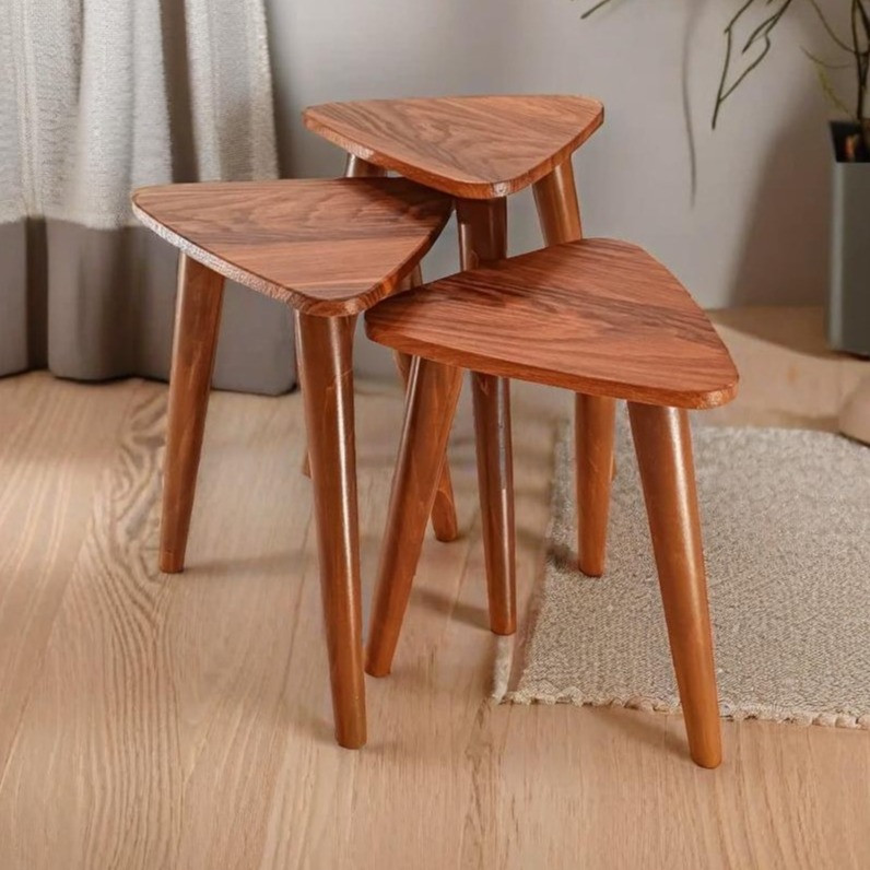 میز عسلی مثلث مدل مینیمال 324 کد 14 مجموعه سه عددی