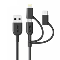 کابل تبدیل USB به Lightning / Type C / Micro USB انکر مدل A8436 PowerLine II 3-in-1 طول 0.9 متر