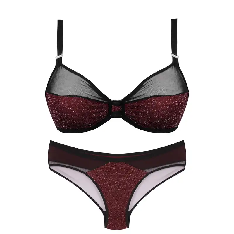 ست شورت و سوتین زنانه ماییلدا مدل MY-3673 رنگ زرشکی