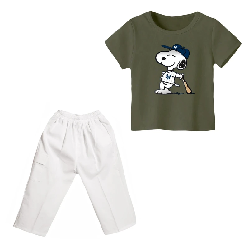 ست تی شرت و شلوارک پسرانه مدل اسنوپی کد ۵۵