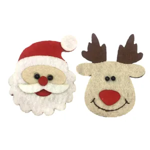 آویز تزیینی مدل کریسمس طرح بابانوئل و گوزن مجموعه 2 عددی