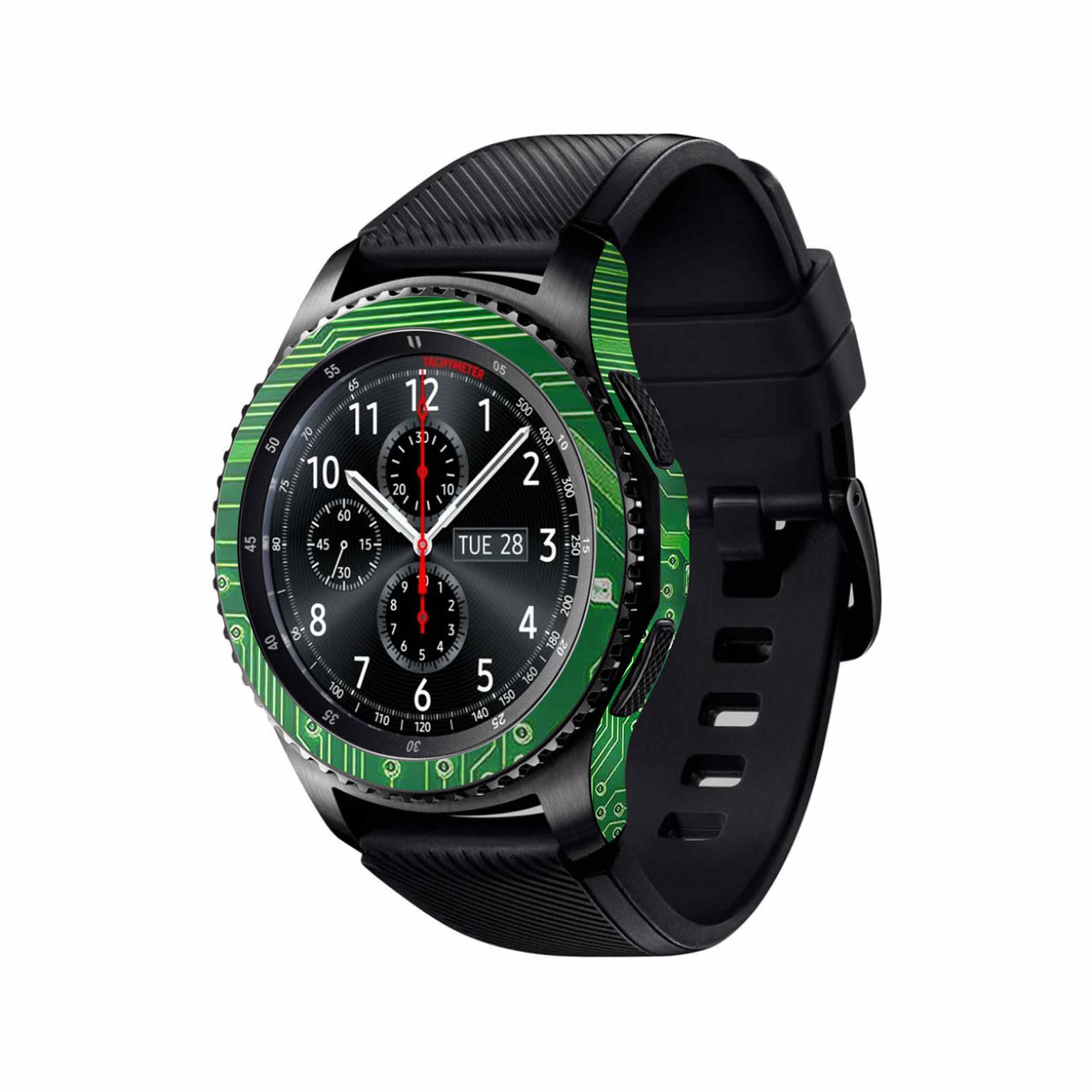 برچسب ماهوت طرح Green-Printed-Circuit-Board مناسب برای ساعت هوشمند سامسونگ Galaxy Gear S3 Frontier