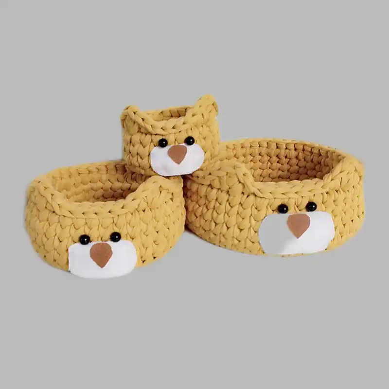 سبد قلاب بافی تریکو طرح خرسی کد 78 مجموعه 3 عددی