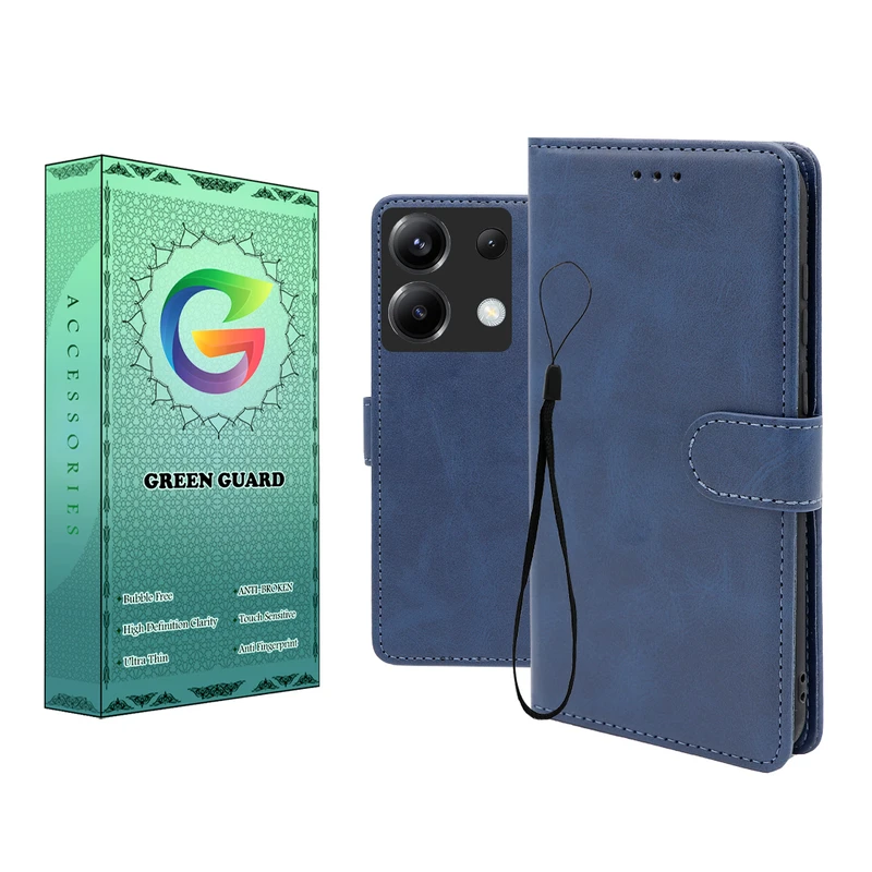 کیف کلاسوری گرین گارد طرح چرمی مدل Landing مناسب برای گوشی موبایل شیائومی Redmi Note 13 Pro 5G / Poco X6 به همراه بند آویز