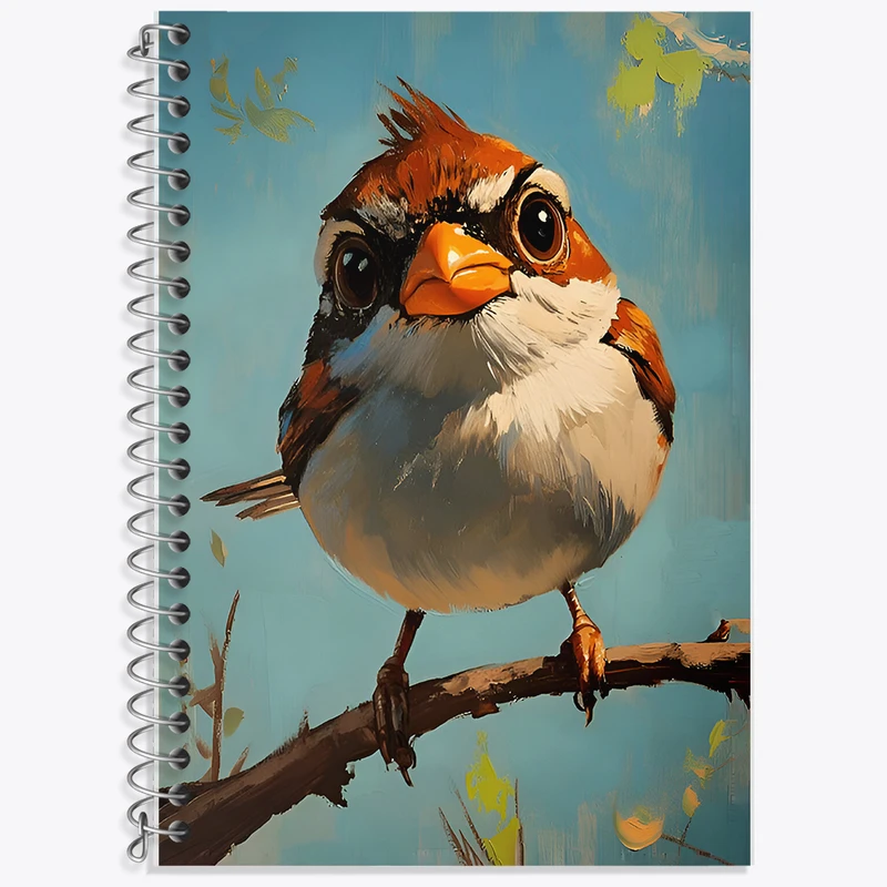 دفتر زبان 50 برگ خندالو مدل سه خط طرح گنجشک کد F6528