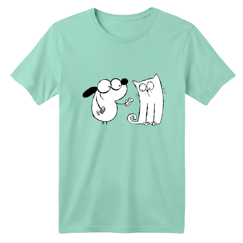 تی شرت آستین کوتاه بچگانه مدل سگ و گربه