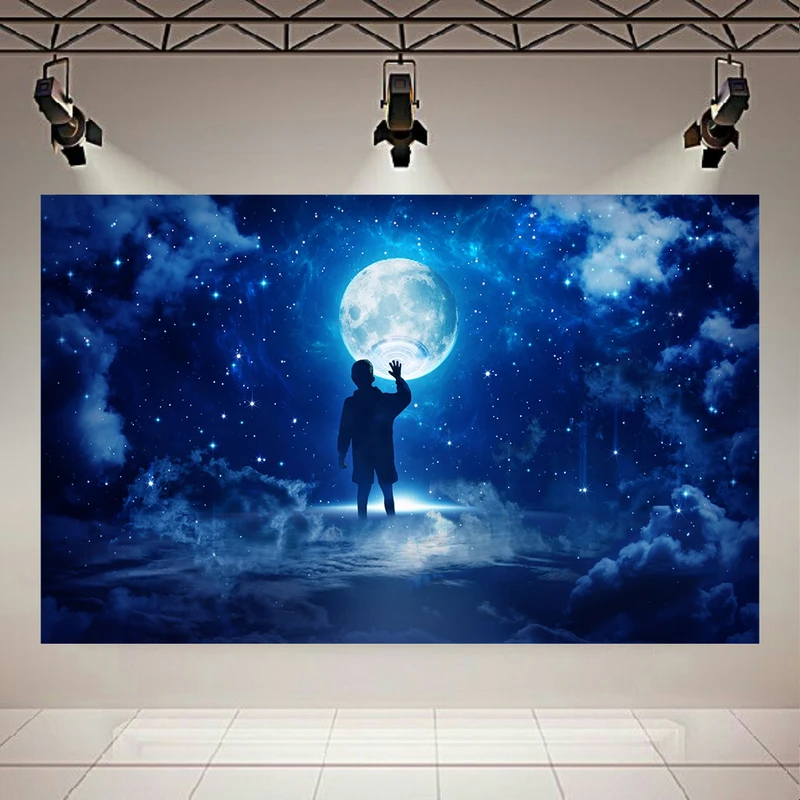 تابلو بوم طرح کهکشان و ستارگان مدل لمس ماه کد AR31182