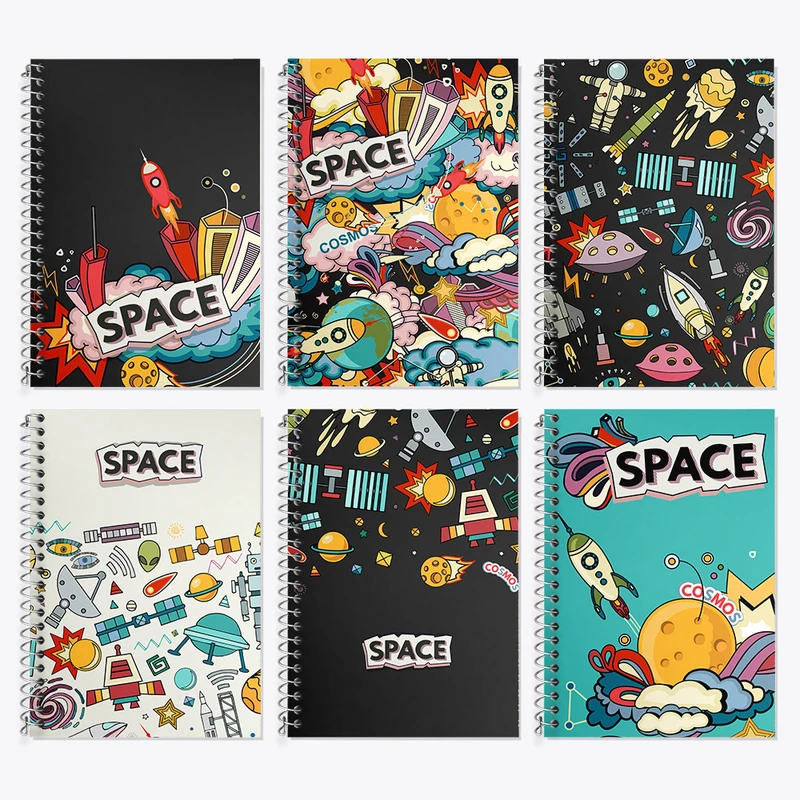 دفتر زبان 50 برگ خندالو مدل دو خط طرح فضایی کد 113 مجموعه 6 عددی