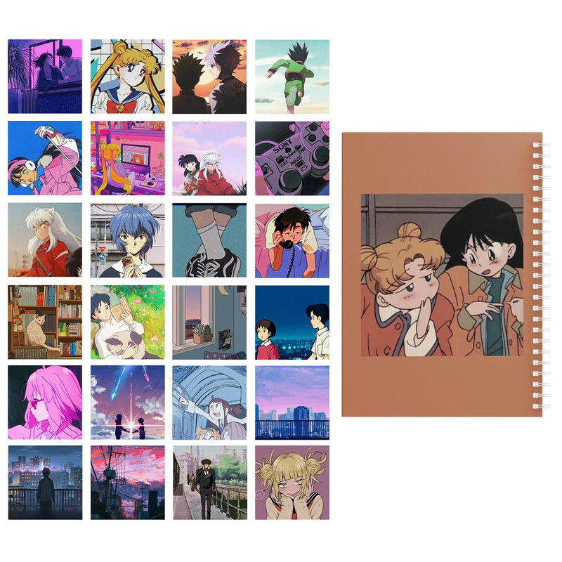 دفتر نقاشی 50 برگ باژیکان طرح انیمه پنتون 90s کد 20100986 به همراه فتوکارت مجموعه 24 عددی