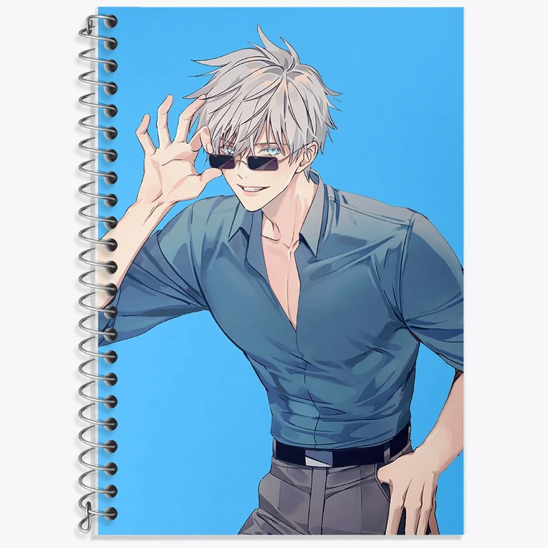 دفتر زبان 50 برگ خندالو مدل دو خط طرح گوجو ساتورو انیمه جوجوتسو کایزن کد F1571