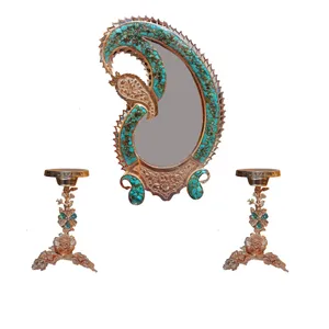 آینه و شعمدان فیروزه کوبی مدل بته جقه کد 855