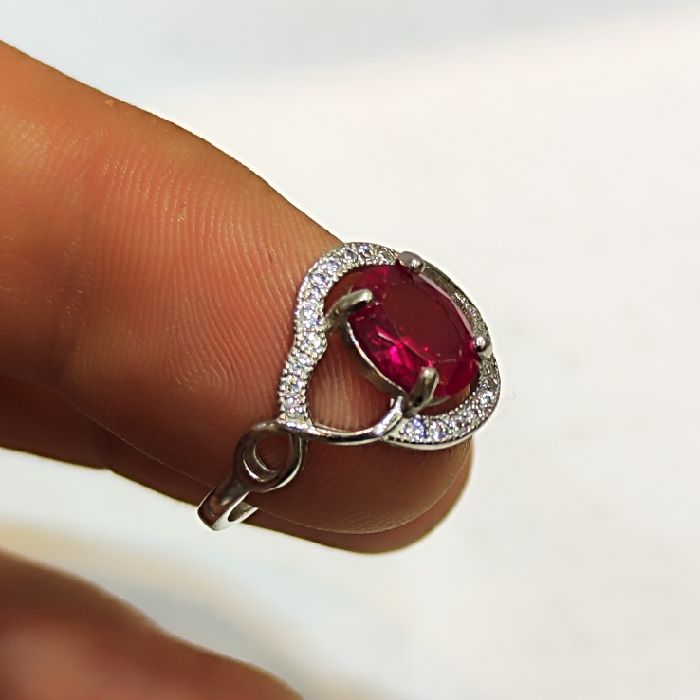 انگشتر نقره زنانه مدل یاقوت کد 1400 - - 5