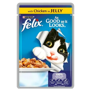 پوچ گربه فلیکس مدل chicken وزن 100 گرم