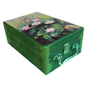  جعبه هدیه مدل چمدان چوبی طرح بهاری کد WS705