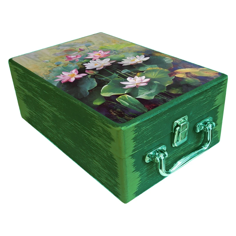  جعبه هدیه مدل چمدان چوبی طرح بهاری کد WS705