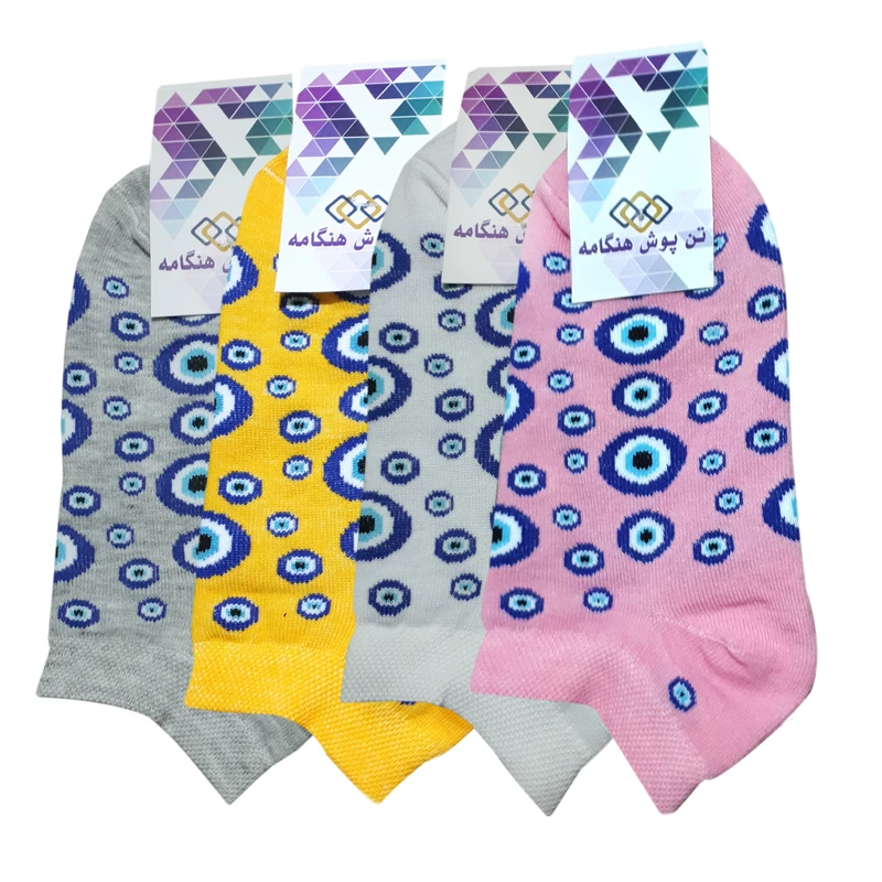 جوراب زنانه تن پوش هنگامه مدل چشم نظر مجموعه 4 عددی 