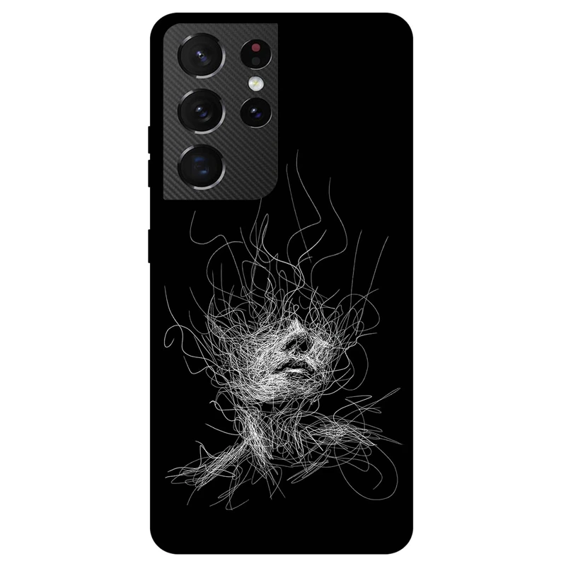 کاور مگافون طرح اسکچ صورت مدل 7423 مناسب برای گوشی موبایل سامسونگ Galaxy S21 Ultra 5G