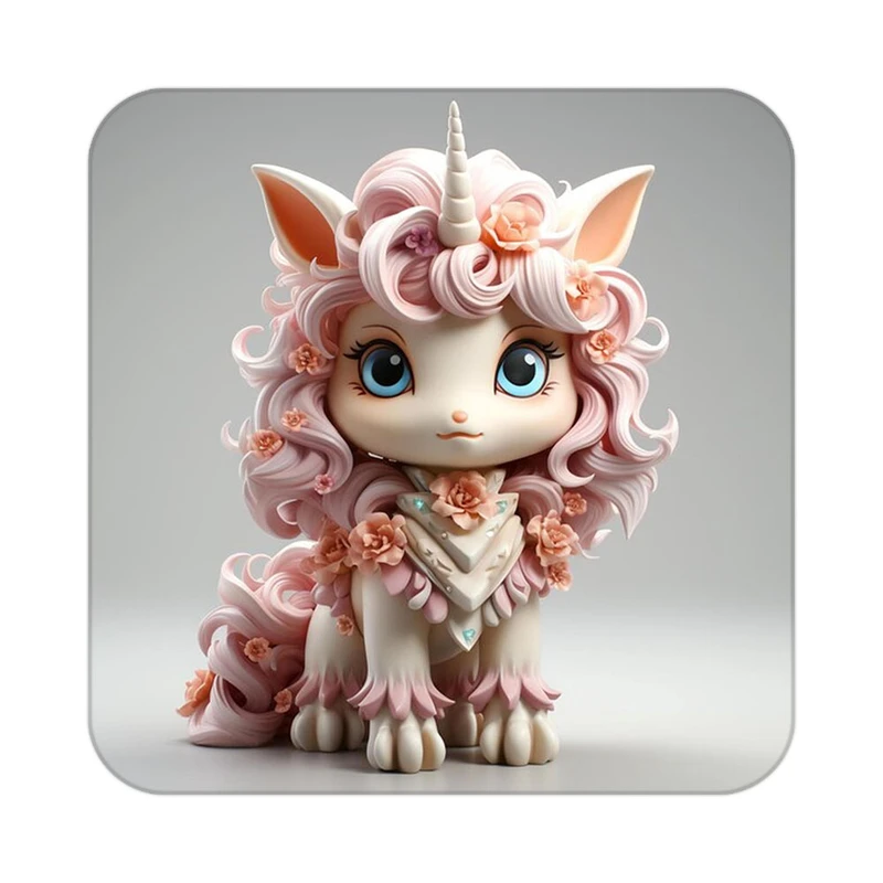 زیر لیوانی کاکتی طرح اسب تک شاخ و یونیکورن مدل mp32233