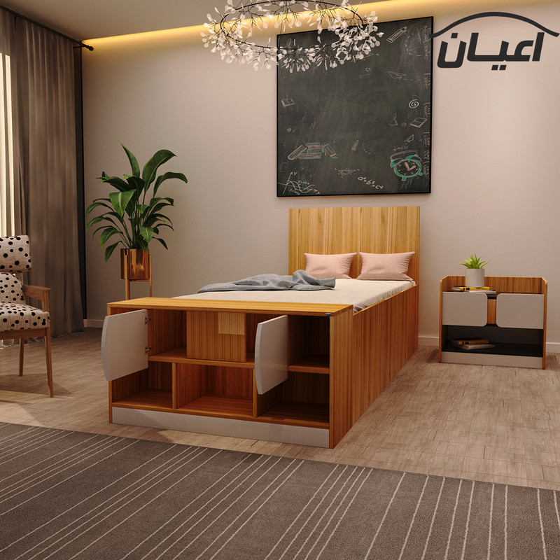 تخت خواب یکنفره اعیان مدل FH418 سایز 90x200 سانتی متر