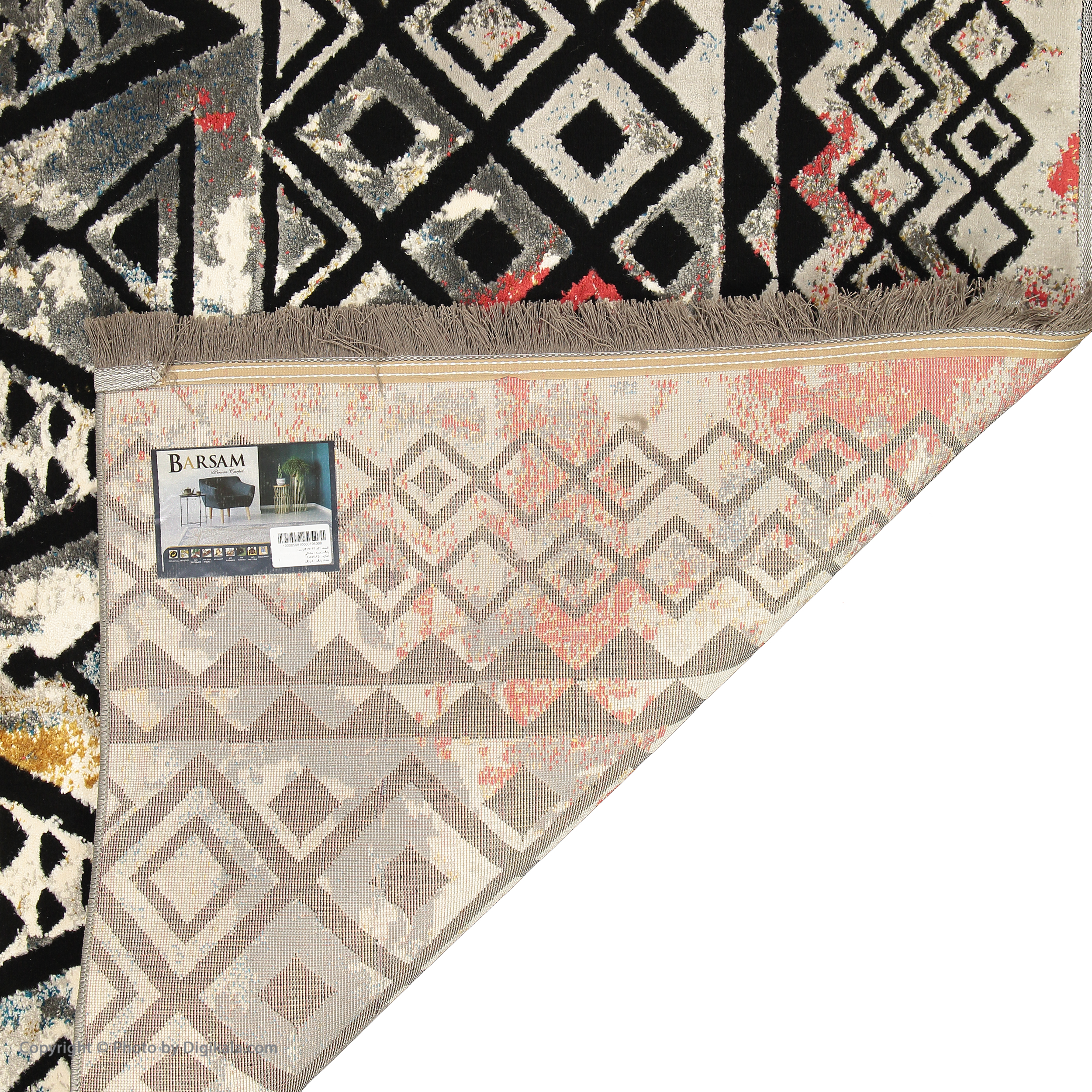 فرش ماشینی برسام کد 9042 زمینه مشکی