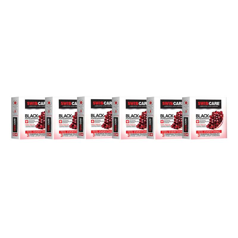 کاندوم سوئیس کر مدل BLACK POMEGRANATE مجموعه 6 عددی