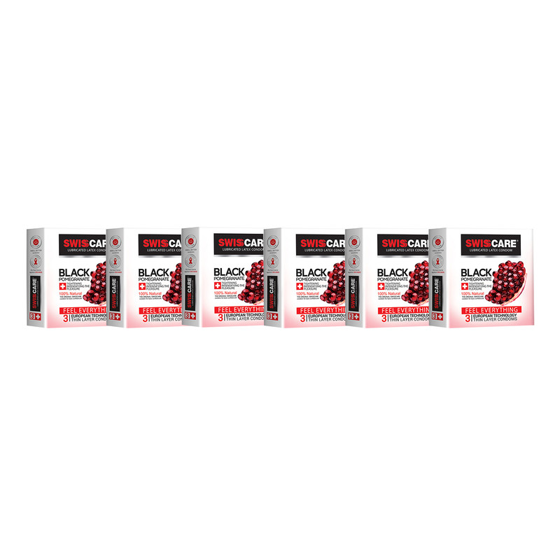 کاندوم سوئیس کر مدل BLACK POMEGRANATE مجموعه 6 عددی کاندوم سوئیس کر مدل BLACK POMEGRANATE مجموعه 6 عددی