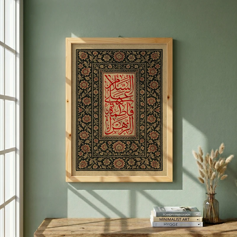 تابلو طرح السلام علی فاطمه الزهراء مدل G13904 فریم کرم روشن