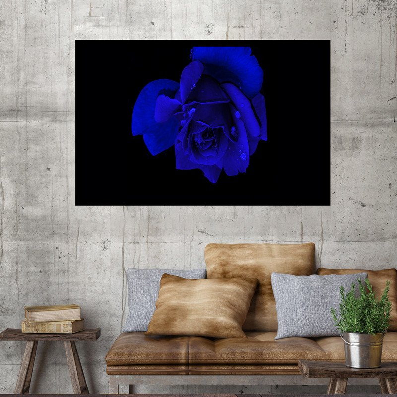تابلو نوری بکلیت طرح گل رز آبی مدل B-MO1755