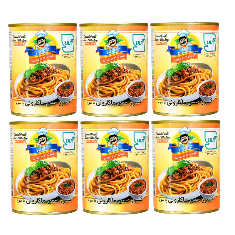  کنسرو مایه ماکارونی باختر - 370 گرم بسته 6 عددی